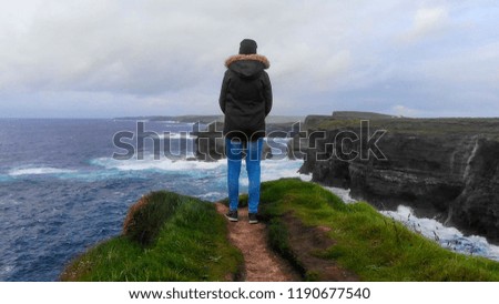 Similar – Ireland, Cliffs of Moher, woman, hiking