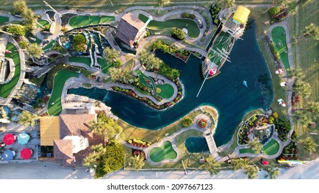 Aerial view over golf course in St Augustine Florida Anastasia Island December 11 2021 United States 