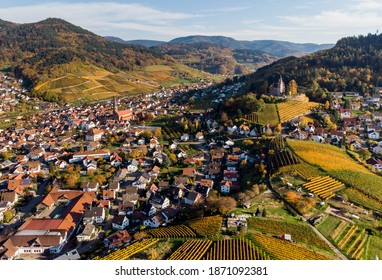 Aerial view over Kappelrodeck city, near Achern, Baden-Wurttemberg region, Germany 