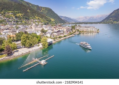Aerial view over lake Zell in summer, Salzburg, Austria