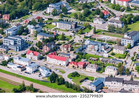 aerial view over the Madona city (Latvia)