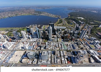 Aerial View Over Perth CBD Looking South