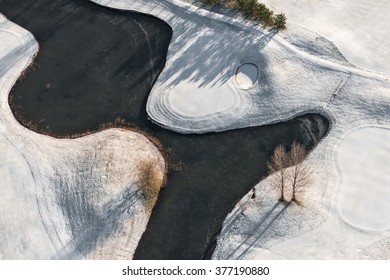 aerial view over the pond