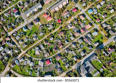 Aerial View Over The Private Houses