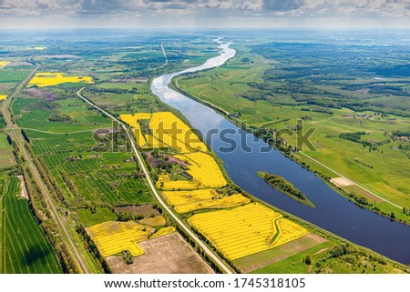aerial view over the river Daugava (Latvia)