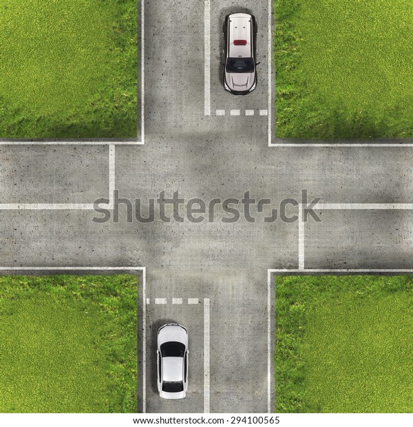 Aerial view over the road\
and highway