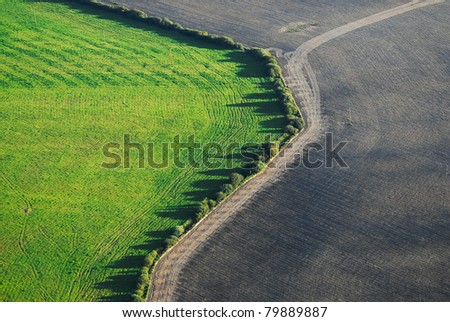 Similar – Image, Stock Photo Summer nature landscape aerial panorama. Foggy morning