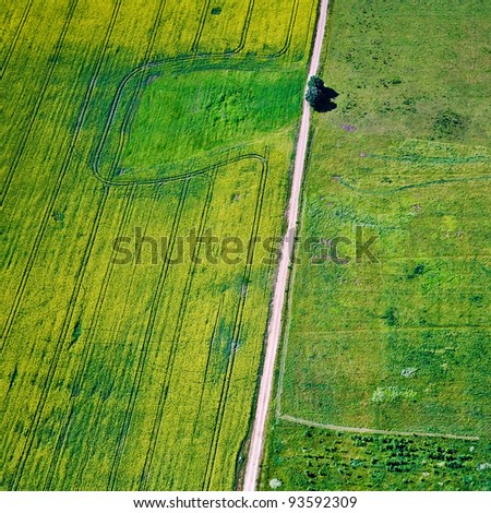 Similar – Image, Stock Photo Summer nature landscape aerial panorama. Foggy morning