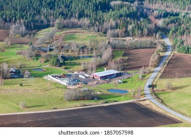 Aerial View Over The Small Construction Company