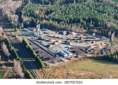 Aerial View Over The Small Construction Company