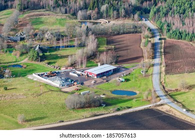 Aerial View Over The Small Construction Company