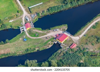 Aerial View Over The Small Power Station In Europe