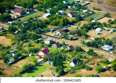 Aerial View Over The Small Town. Landscape.