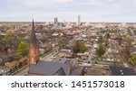 Aerial View Over The Urban City Center Skyline in Fort Wayne Indiana