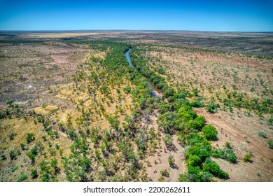 Aerial view over the Victoria River at Kalkaringi, Northern Territory, Australia. August 2022. - Shutterstock ID 2200262611