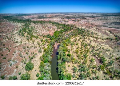 Aerial view over the Victoria River at Kalkaringi, Northern Territory, Australia. August 2022. - Shutterstock ID 2200262617