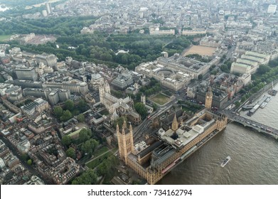 Aerial View Over Westminster Palace, Houses Of Parliament, London