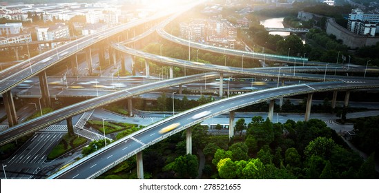 aerial view of the overpass at shagnhai china.