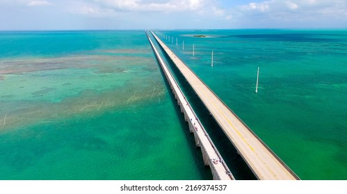 Aerial View Of Overseas Highway, Florida - USA.