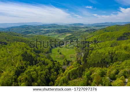 Aerial view of Owl Mountains, Poland, Lower Silesia.
