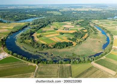 Aerial View Of The Oxbow Lake Of The Drava River, Croatia