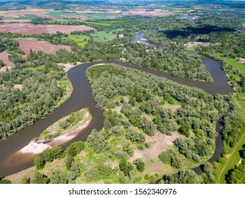 Aerial View Of The Oxbow Lake Of The Mura River In Zabnik, Croatia