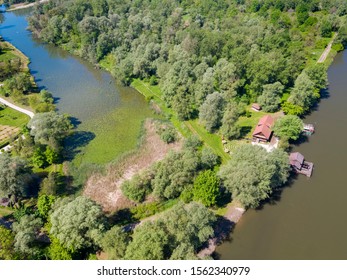 Aerial View Of The Oxbow Lake Of The Mura River In Zabnik, Croatia