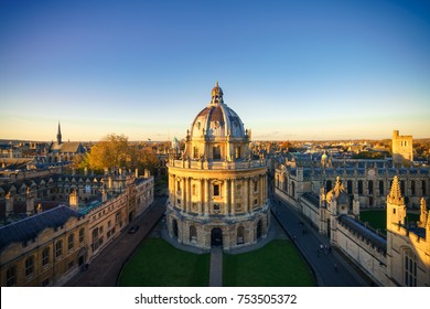 Aerial view of the Oxford University City in England