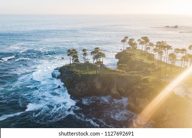 Aerial View Of The Pacific Coast. Laguna Beach At Sunset. Orange County, California USA. 