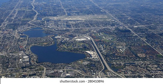 Aerial View Of The Palm Beach International Airport In West Palm Beach, Florida