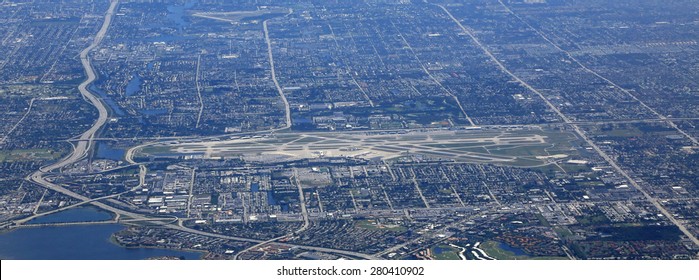 Aerial View Of The Palm Beach International Airport In West Palm Beach, Florida