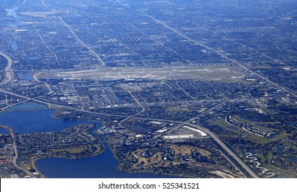 Aerial View Of The Palm Beach International Airport In West Palm Beach, Florida.