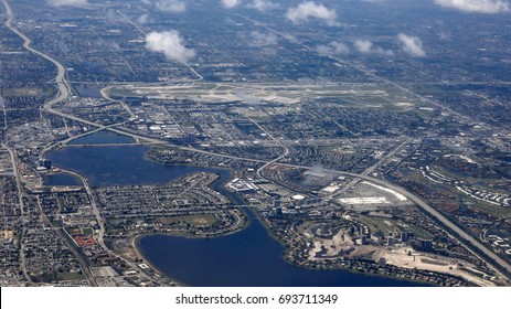 Aerial View Of Palm Beach International Airport In West Palm Beach, Florida/USA.