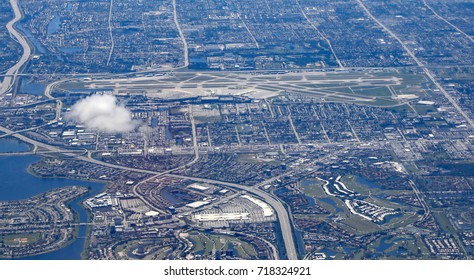 Aerial View Of The Palm Beach International Airport In West Palm Beach, Florida.