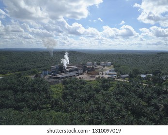 Aerial View Of Palm Oil Mill In Sabah, Malaysia.