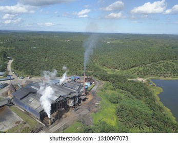 Aerial View Of Palm Oil Mill In Sabah, Malaysia.