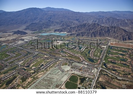 Aerial view of Palm Springs surrounding communities