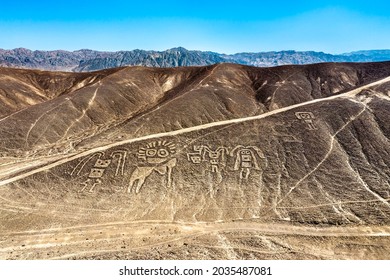 Luftbild von Palpa Geoglyphen. Weltkulturerbe der UNESCO in Peru