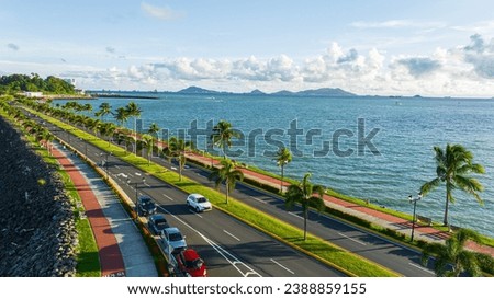 Aerial view of Panama, Cosway, Amador, Camineria, Bridge of the Americas, Panama Canal, Biomuseum