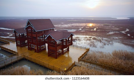 Aerial View Panjin Red Beach Landscape, Liaoning, China      