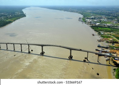 Aerial View Of Paramaribo Bridge In Suriname