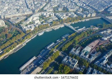 Aerial View Of Paris, France, Taken While Landing At Eifel Tower.