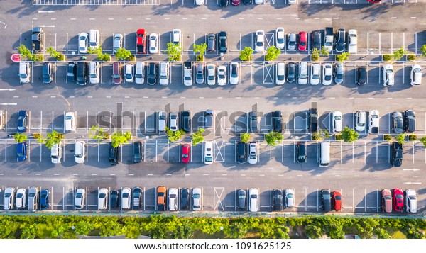 Aerial view  Parking lot\
and car japan