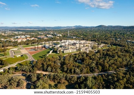 Aerial view of Parliament of Australia in Canberra