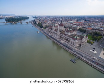 Aerial view of Parliament building in Budapest.