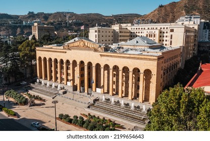 Aerial View Of Parliament Of Georgia In Tbilisi