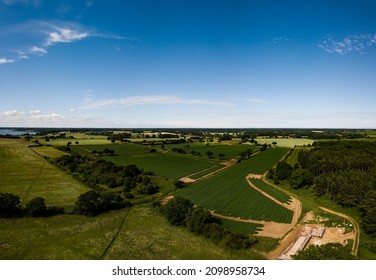 Aerial View Of A Patchwork Of Farm Fields In The Suffolk Countryside