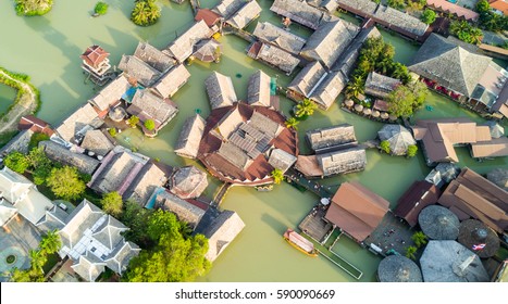 Aerial View Of Pattaya Floating Market