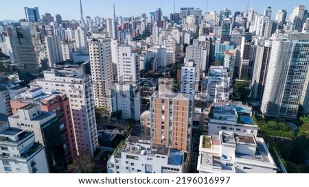 Aerial view of São Paulo, in the neighborhood of Jardins. Many residential buildings
