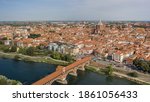 Aerial view of Pavia. It is an old city south of Milan in Lombardia region